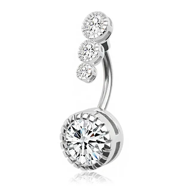 10 Styles Sexy Dangling Navel Belly Button Ring Oreja 14G Double Round Cubic Zirconia 316L Surgical Steel Belly Piercing Jewelry