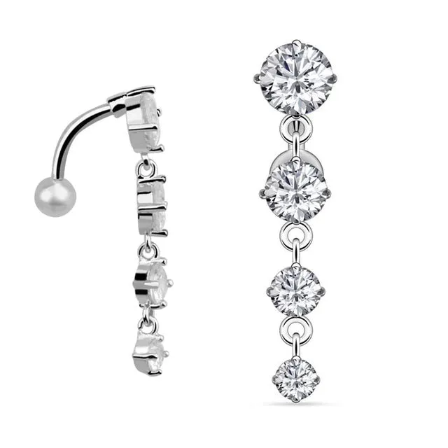 10 Styles Sexy Dangling Navel Belly Button Ring Oreja 14G Double Round Cubic Zirconia 316L Surgical Steel Belly Piercing Jewelry