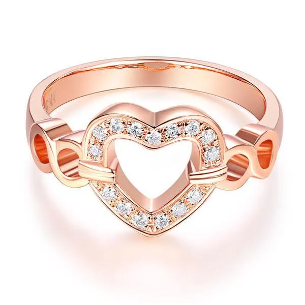 14K Rose Gold Heart Diamond Promise Ring 0.1 Ct MKR7102