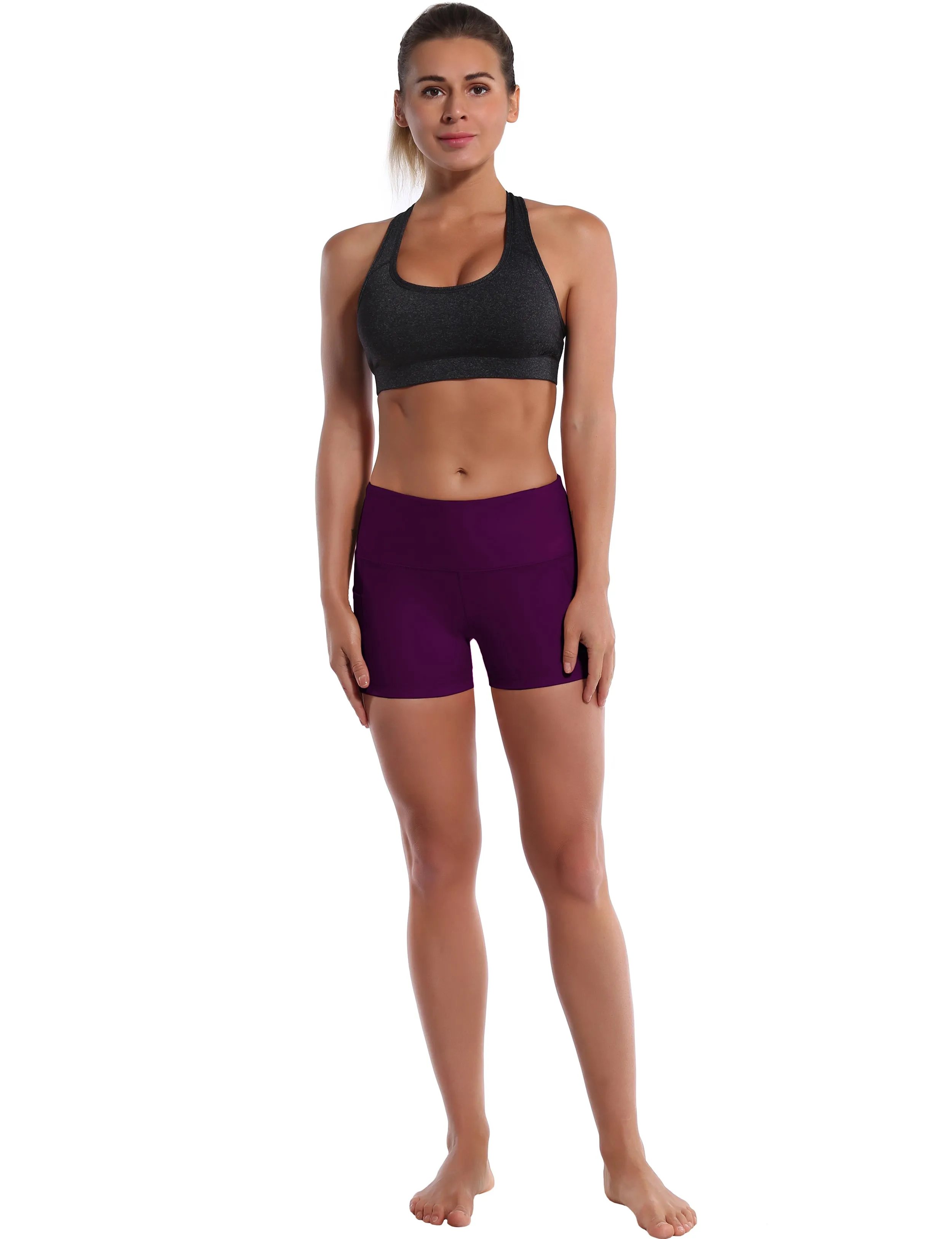 2.5" Side Pockets Yoga Shorts plum