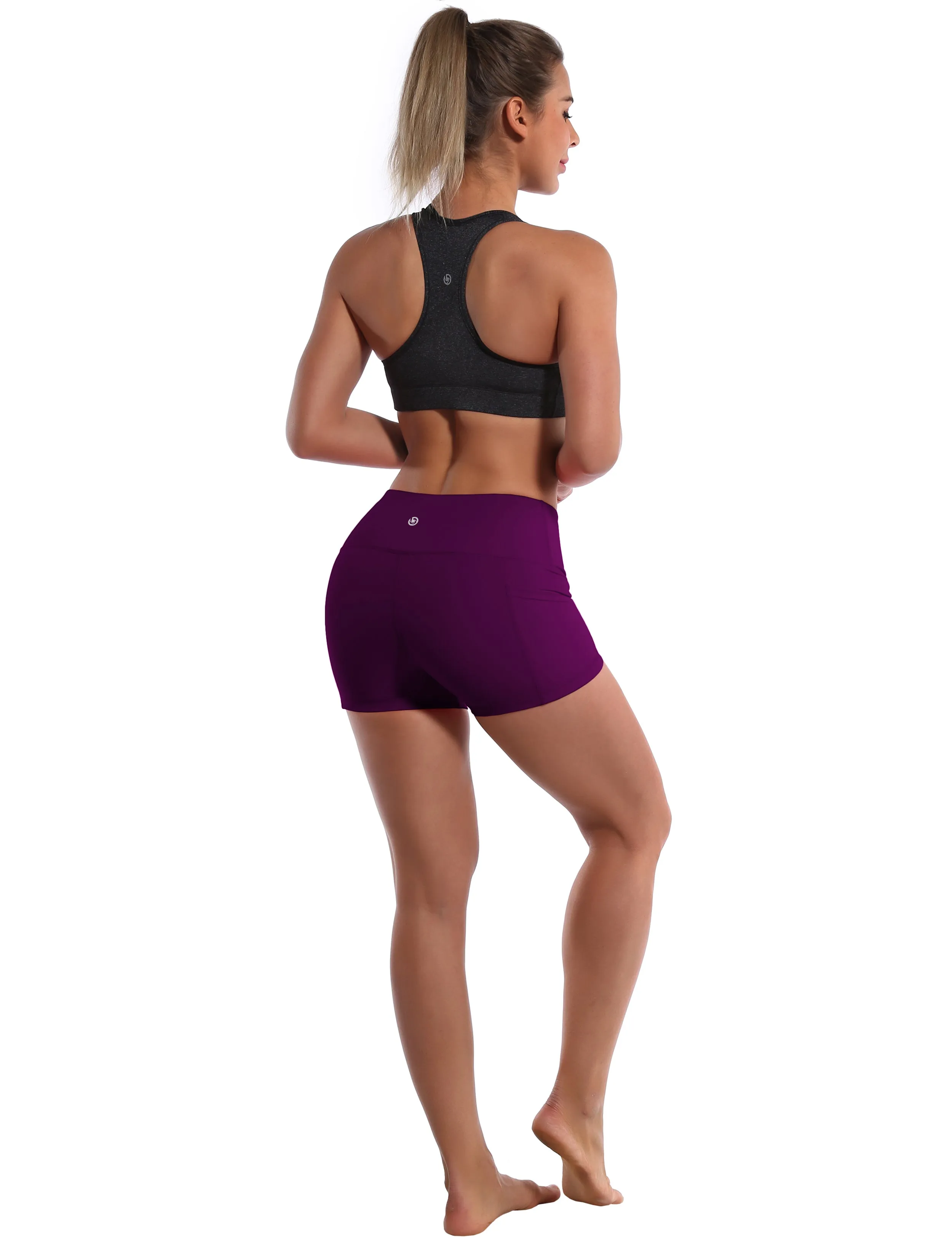 2.5" Side Pockets Yoga Shorts plum