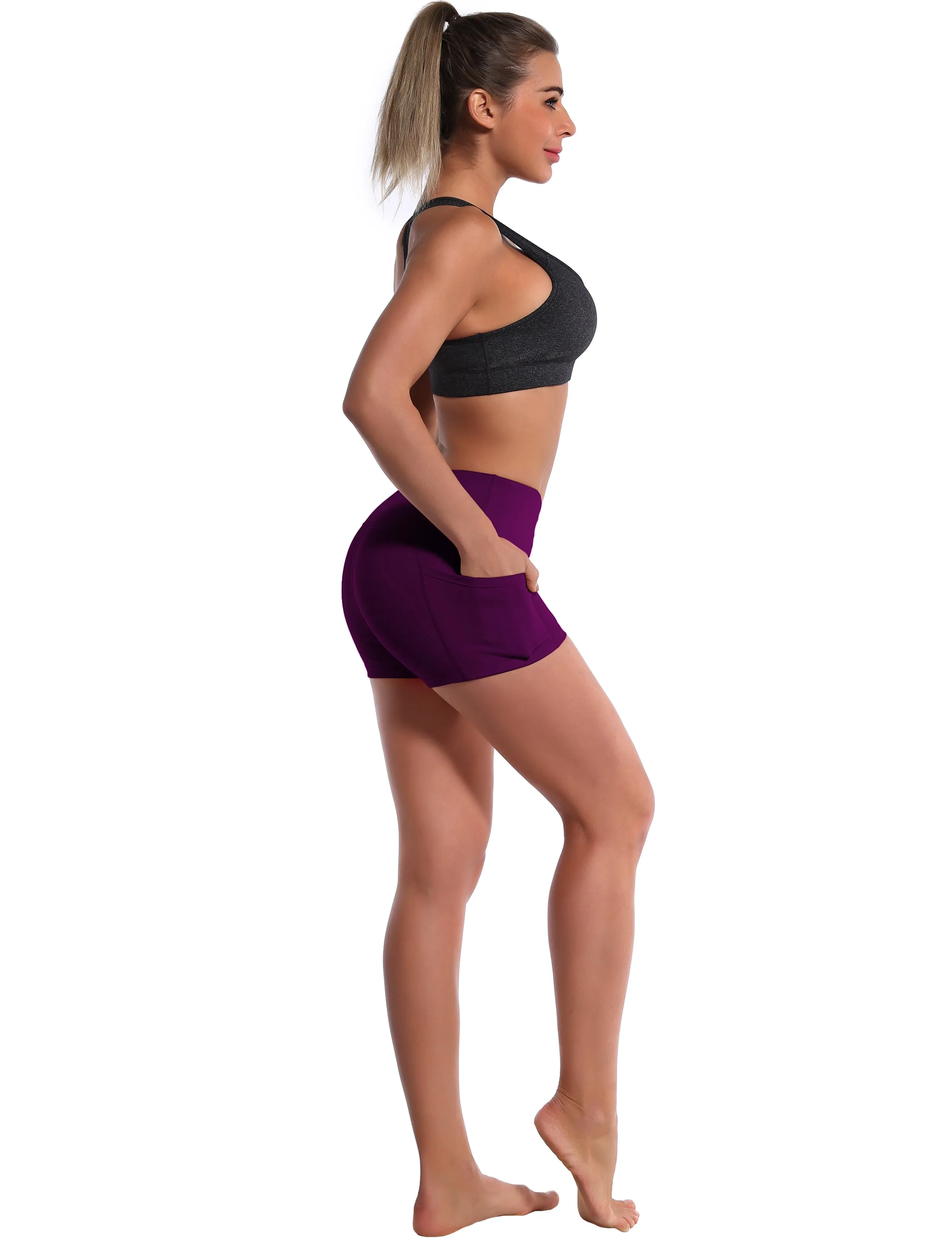 2.5" Side Pockets Yoga Shorts plum