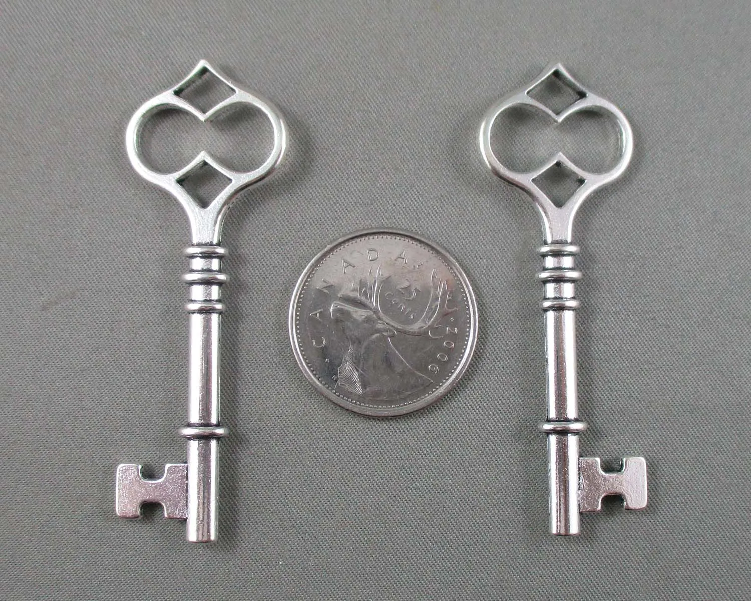 50% OFF!! Key Charm Silver Tone 2pcs (1788)