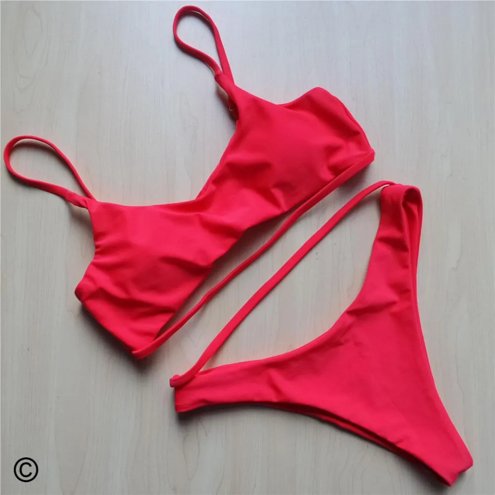 7 Color Sexy High Cut Leg Sport Bikini Female Swimsuit Women Swimwear Two-pieces Bikini set Bather Bathing Suit Swim V603