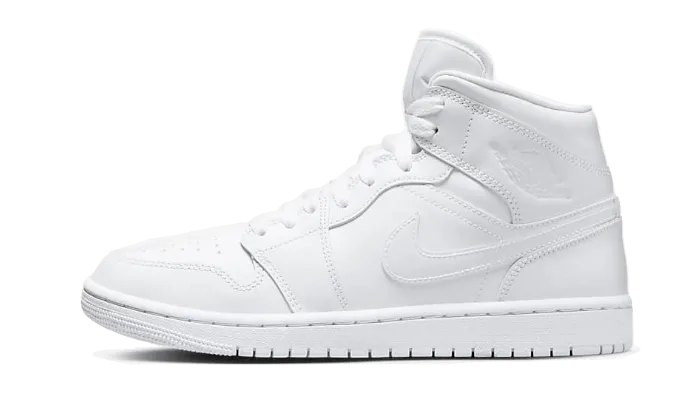 Air Jordan 1 Mid Triple White Patent Swoosh