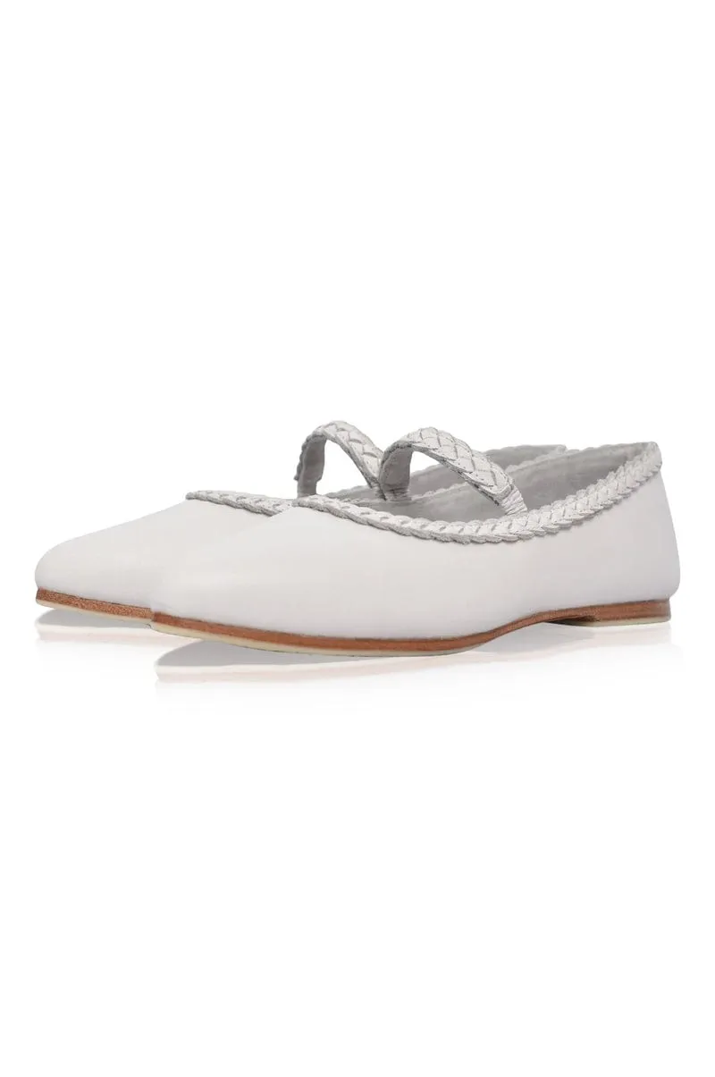 Amara Ballet Flats in Pure White