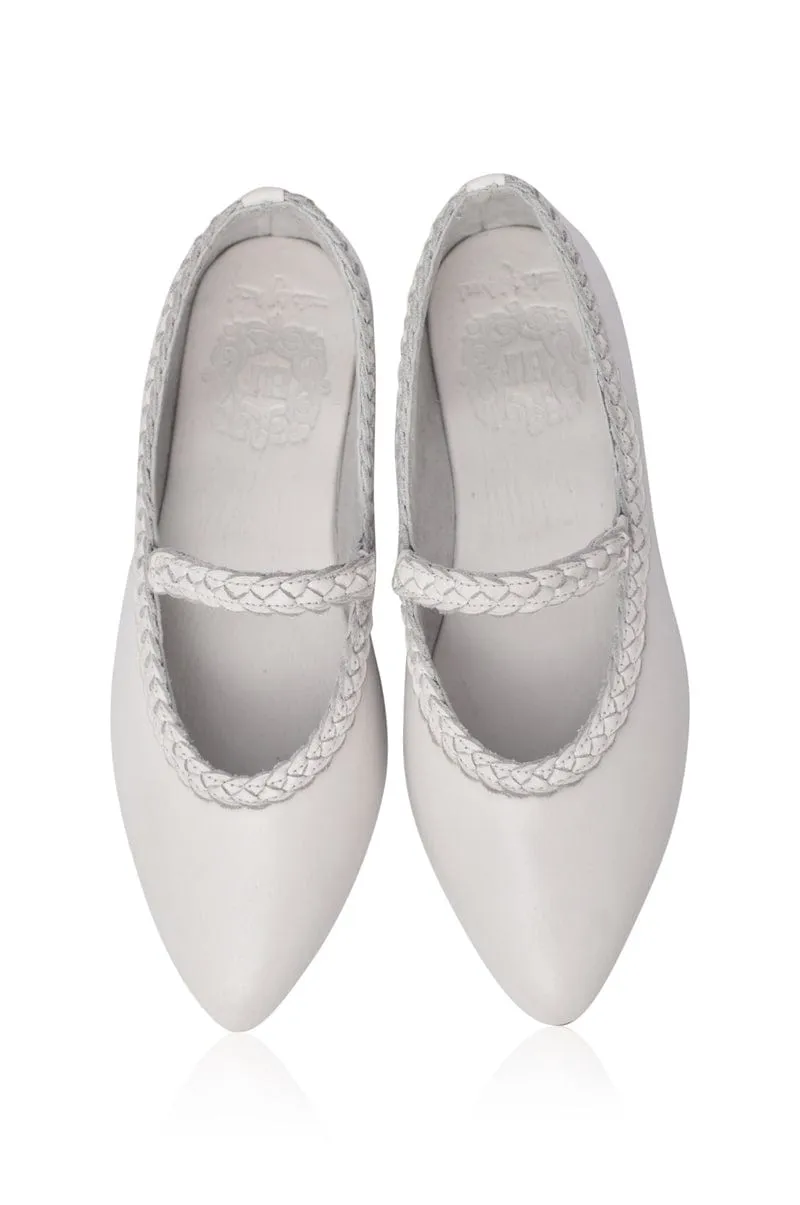 Amara Ballet Flats in Pure White