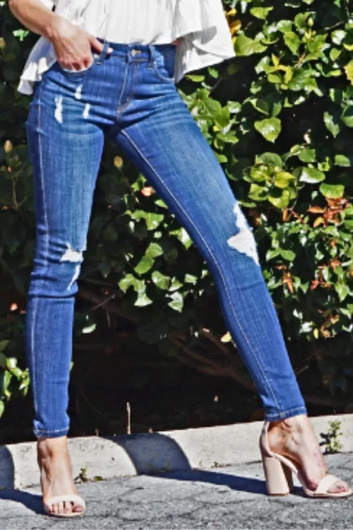 Amelia Distressed Denim Skinny Jeans- Final Sale