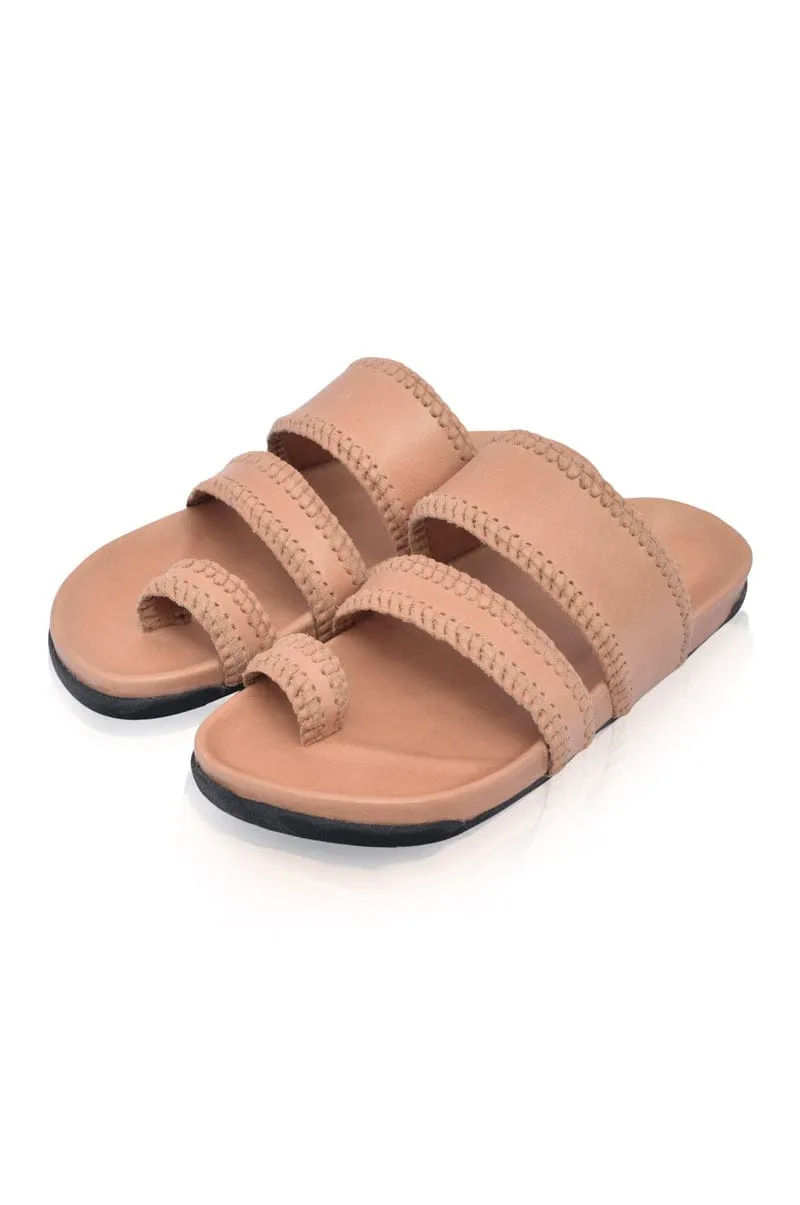 Amigo Leather Slides in Dark Brown