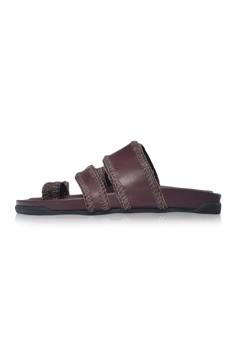 Amigo Leather Slides in Dark Brown