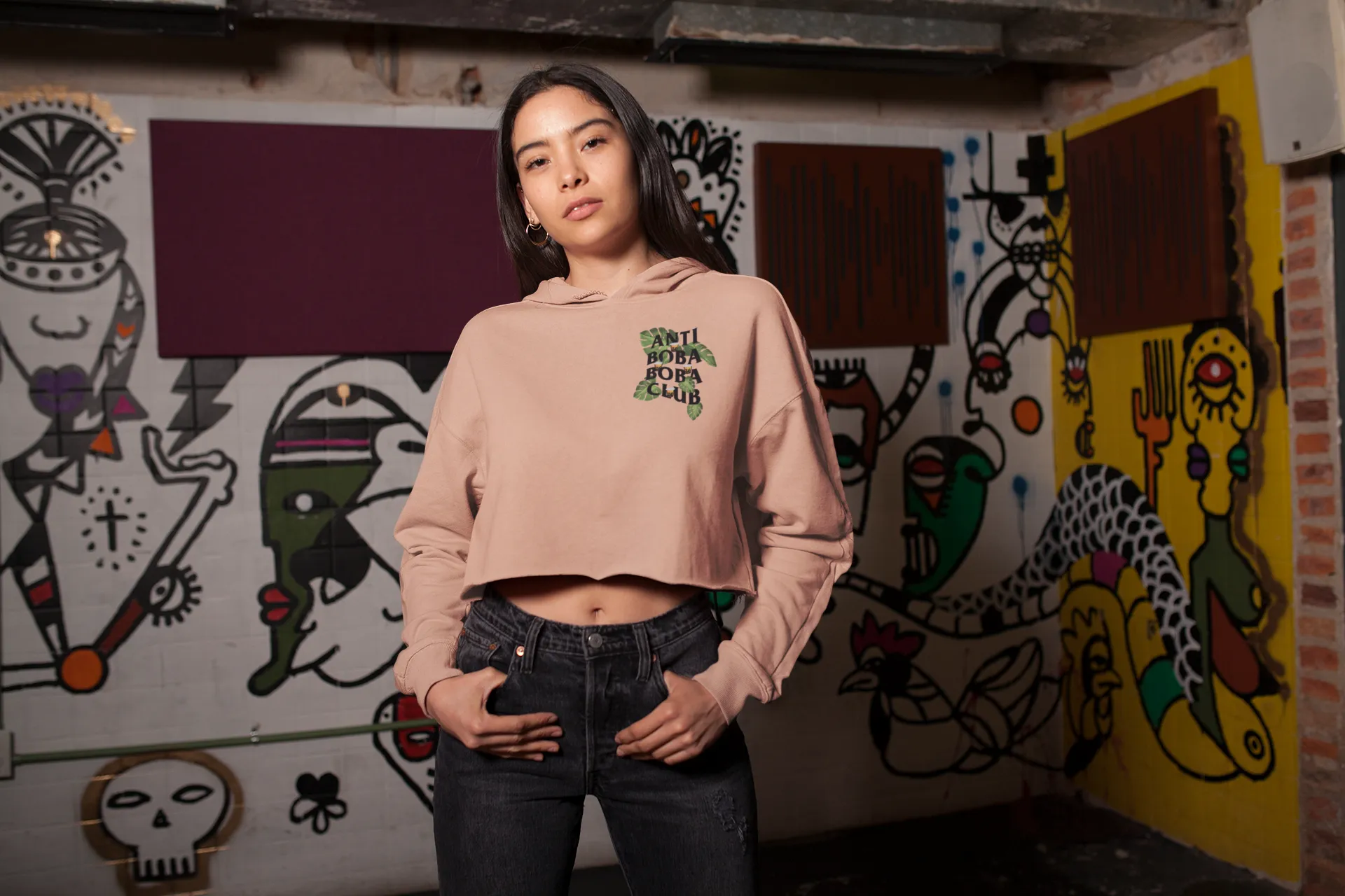 Anti Boba Boba Club Crop Top Hoodie