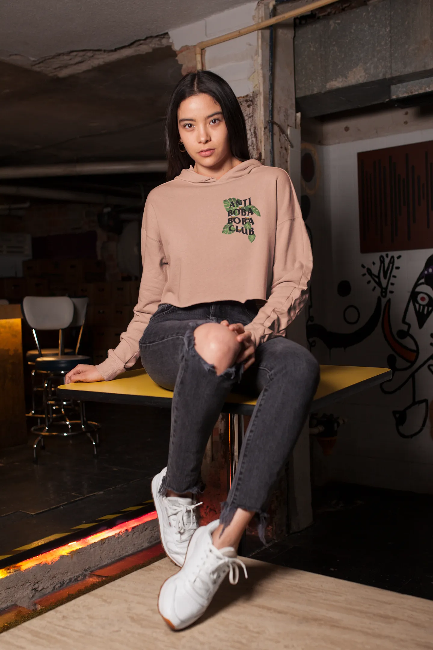 Anti Boba Boba Club Crop Top Hoodie