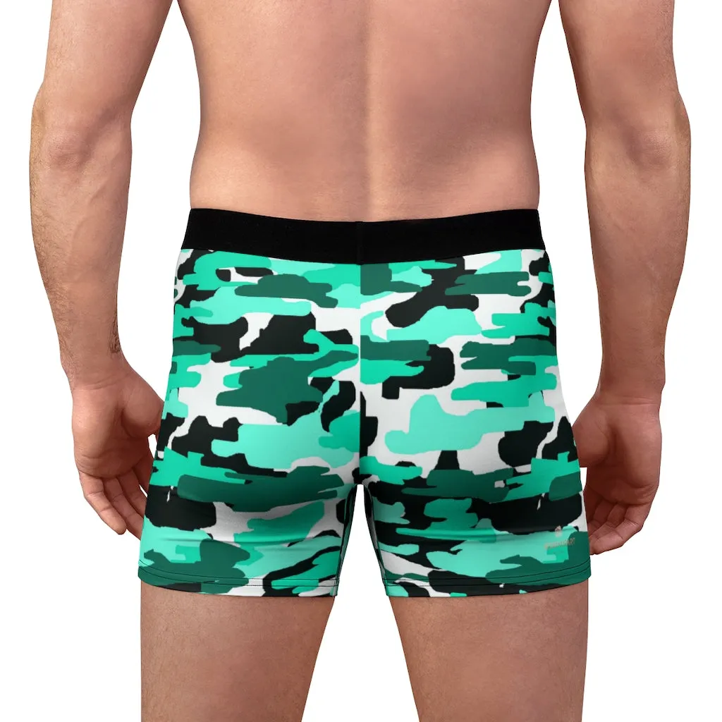 Aqua Camo Men's Boxer Briefs, Blue Camouflage Military Printed Sexy Best Underwear For Men - Made in USA/EU/MX (US Size: XS-3XL)