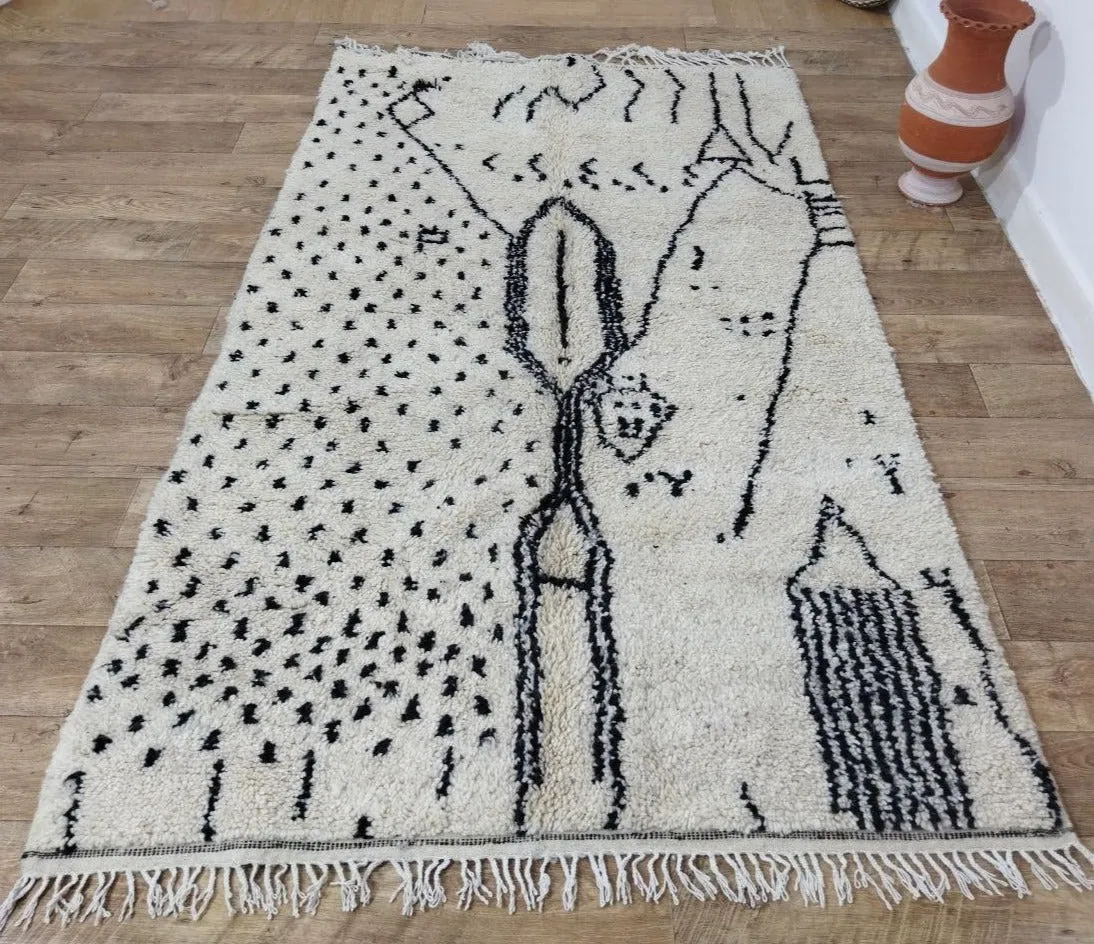 Authentic Carpet Morocco Style Beni Ouarain rug 4x8 ft Handmade Rug berber rugs from morocco