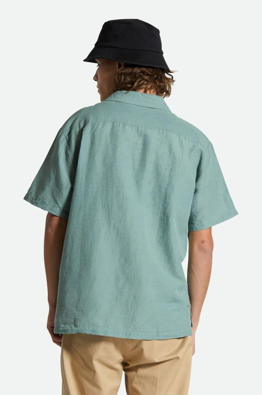 Bunker Linen Blend S/S Camp Collar Woven Shirt - Chinois Green