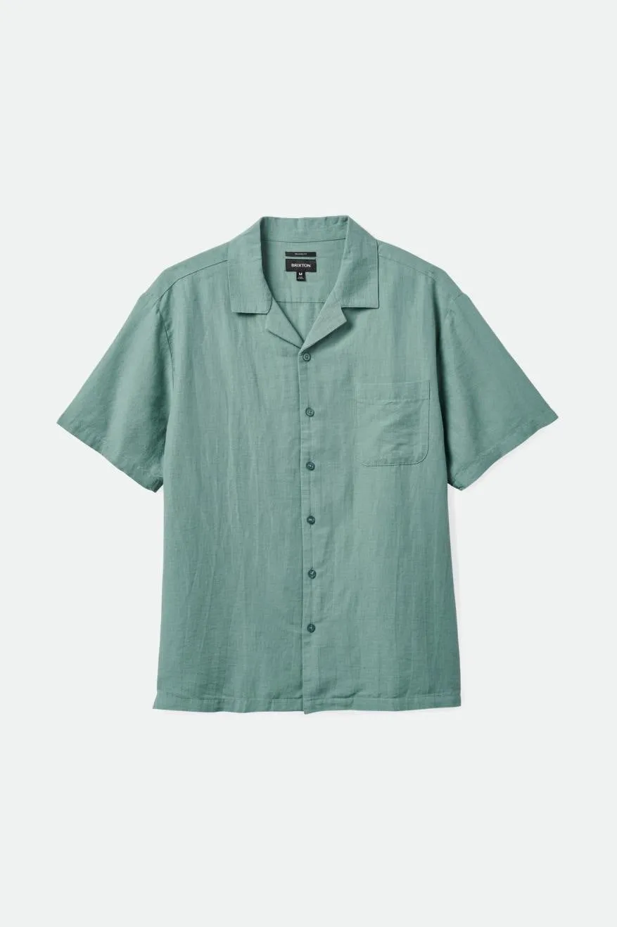 Bunker Linen Blend S/S Camp Collar Woven Shirt - Chinois Green