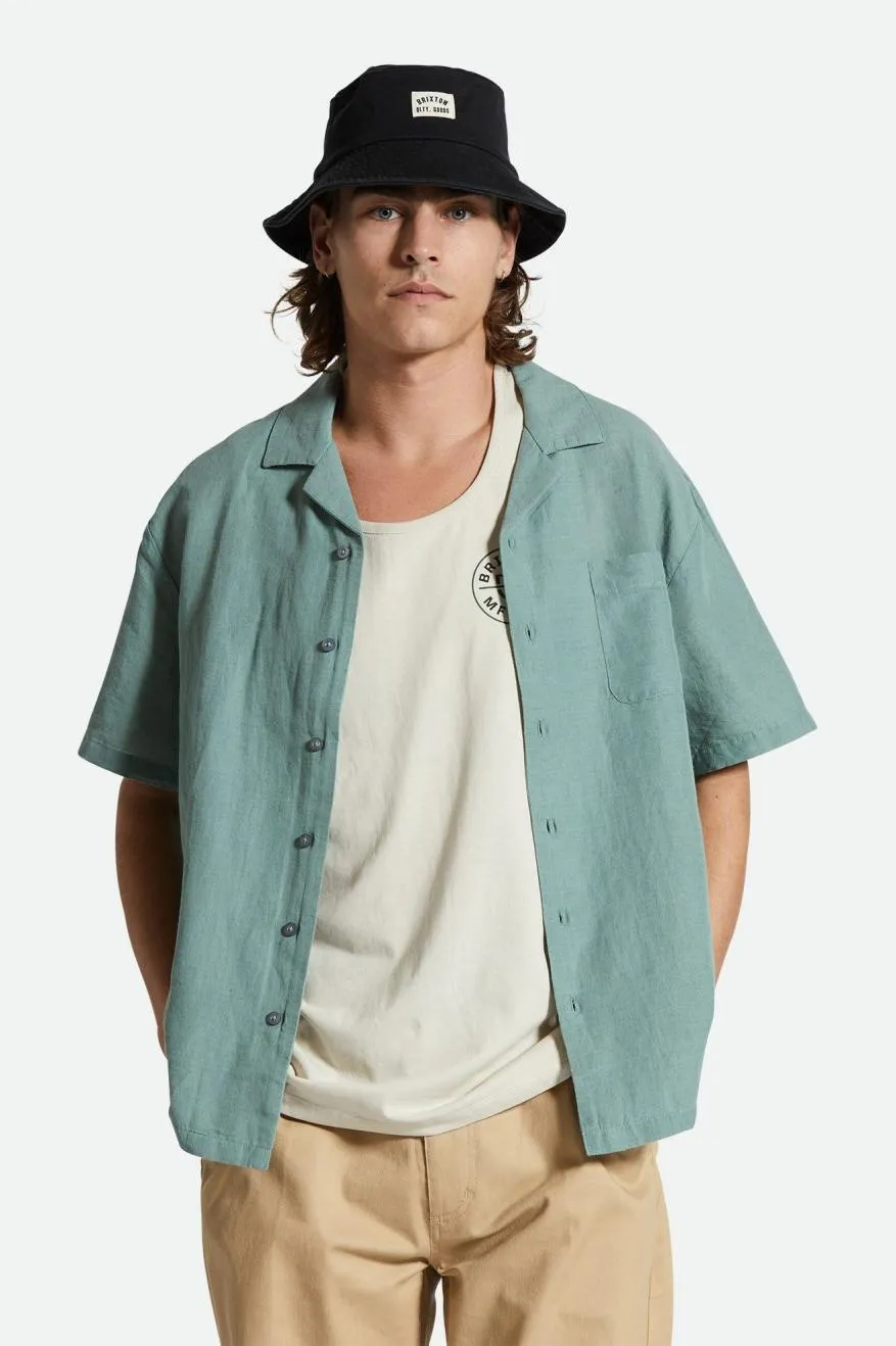 Bunker Linen Blend S/S Camp Collar Woven Shirt - Chinois Green