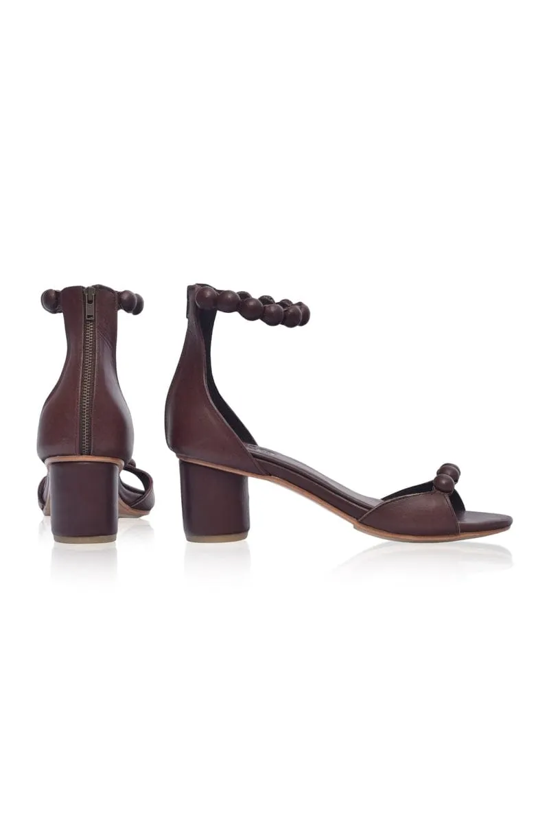 Candy Round Heel Sandals in Dark Brown