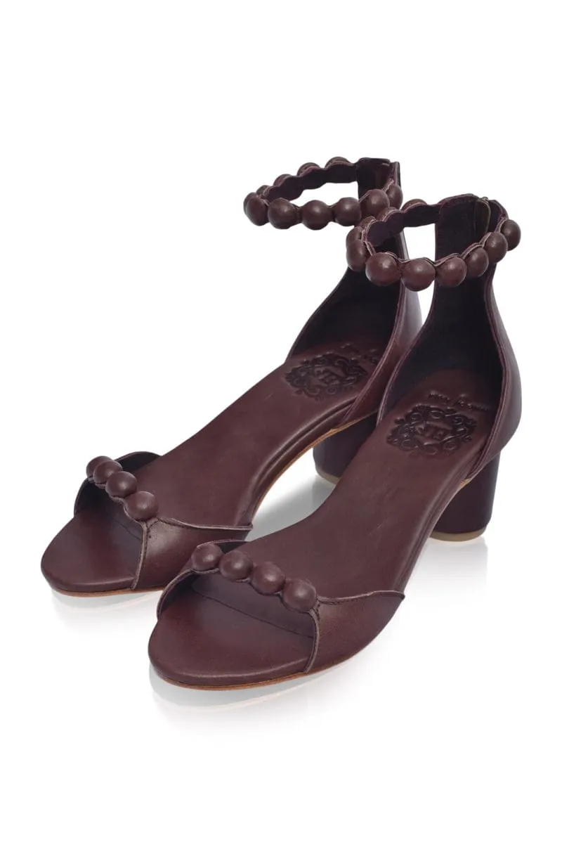 Candy Round Heel Sandals in Dark Brown