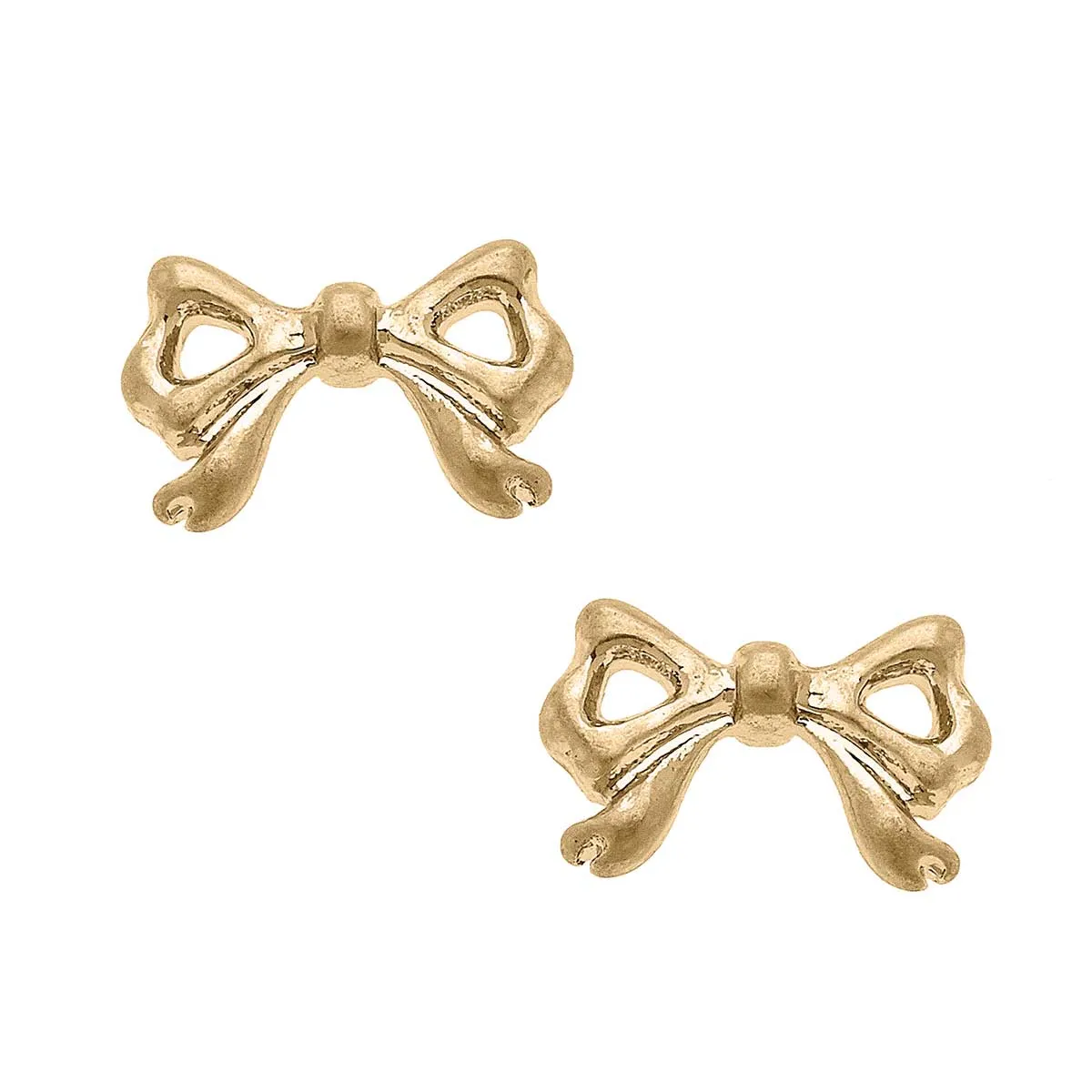 CANVAS STYLE - CALLIE BOW STUD EARRINGS IN WORN GOLD