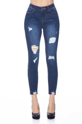 Chewed Hem High-Rise Ankle Skinny Jeans -EP3160