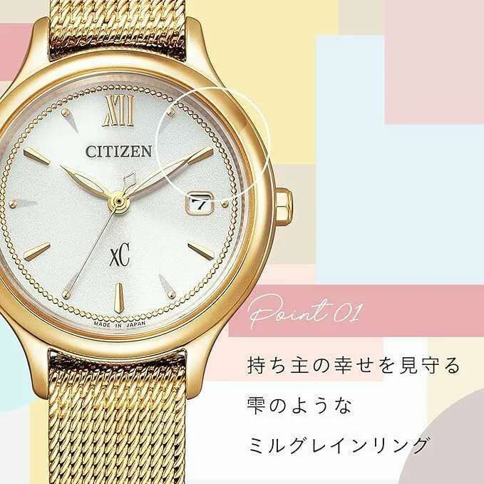 CITIZEN XC MIZU COLLECTION ECO-DRIVE WARM GOLD STRAP LADIES WATCH EW2633-50A