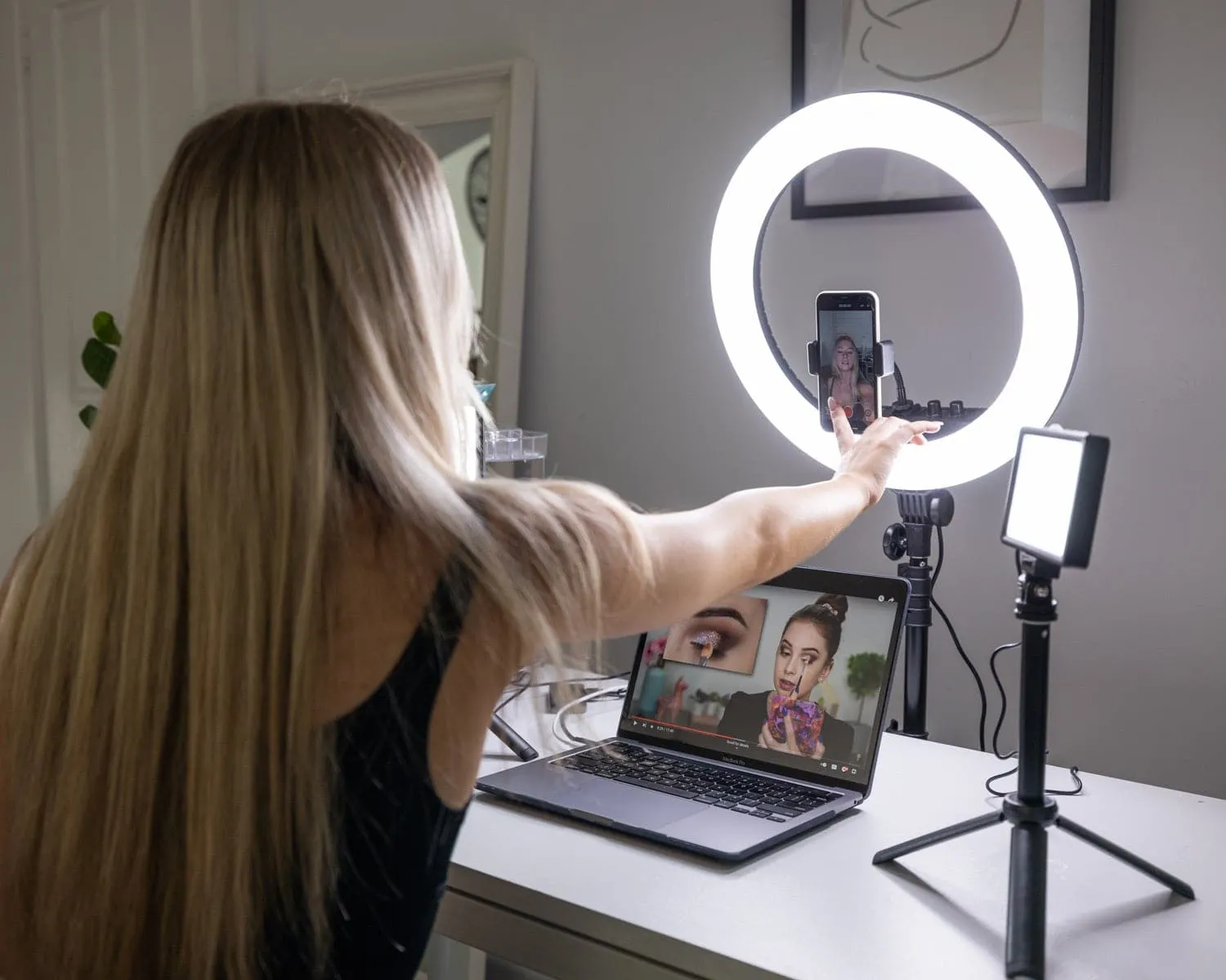 Complete Beauty Ring Light Studio Diamond Luxe & 5.5" LED Crystal Duo Lighting Kit