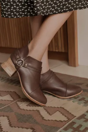 Dasha Low Ankle Booties in Dark Brown