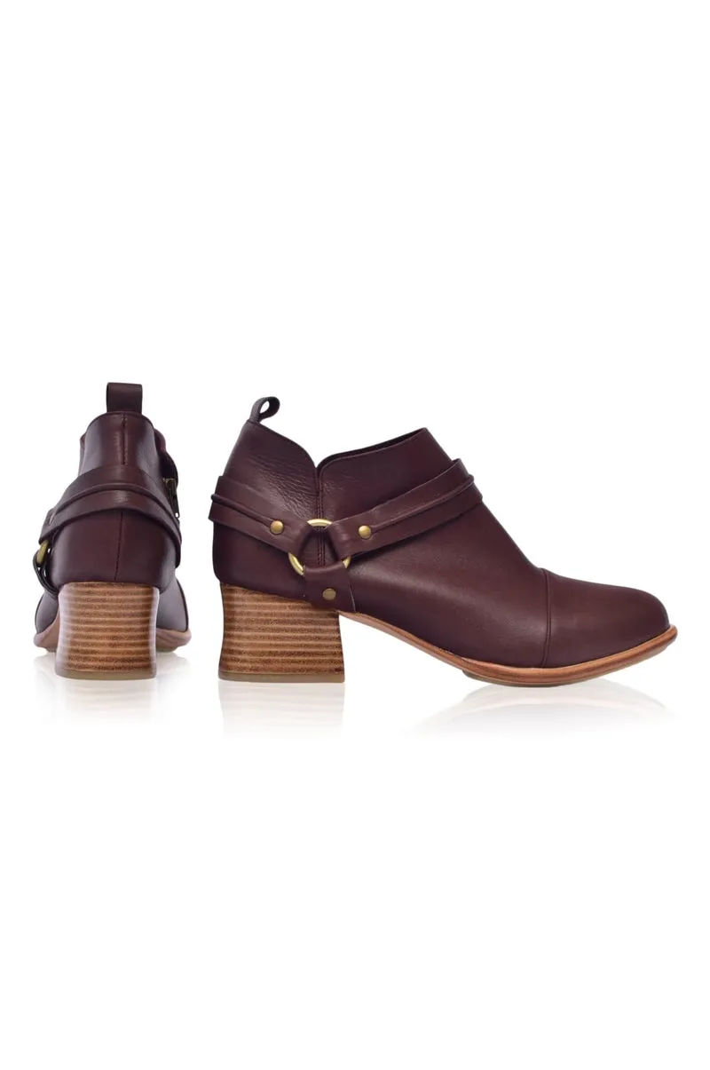 Dasha Low Ankle Booties in Dark Brown