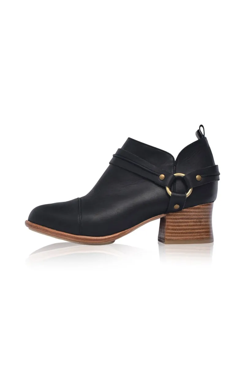 Dasha Low Ankle Booties in Dark Tan