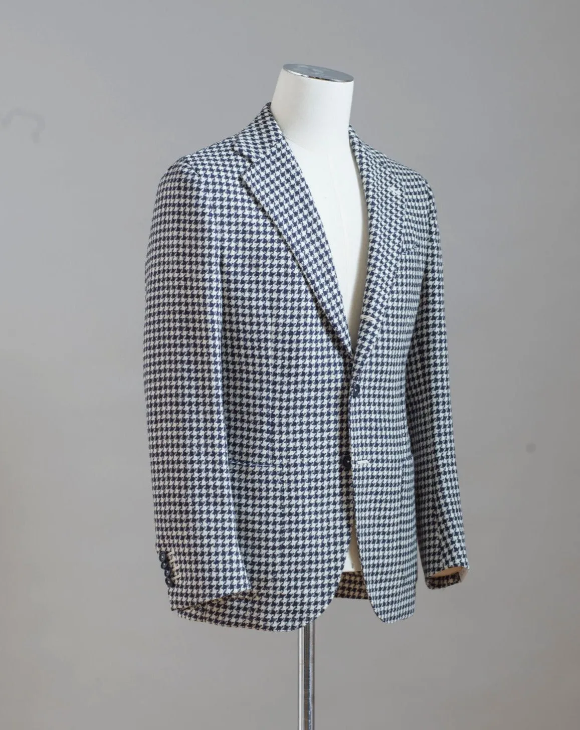 De Petrillo Houndstooth Wool Jacket / Navy & White