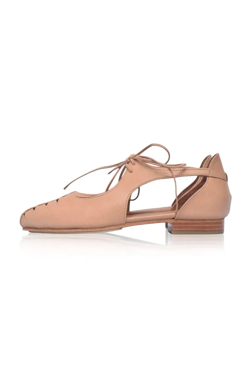 Eden Pointy Toe Ballet Flats in Vintage Beige