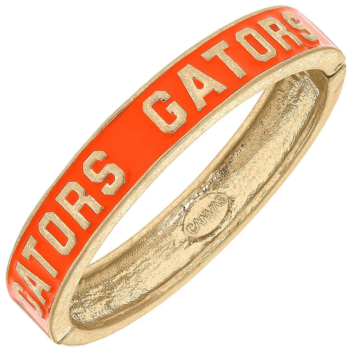 FLORIDA GATORS ENAMEL LOGO HINGE BANGLE IN ORANGE