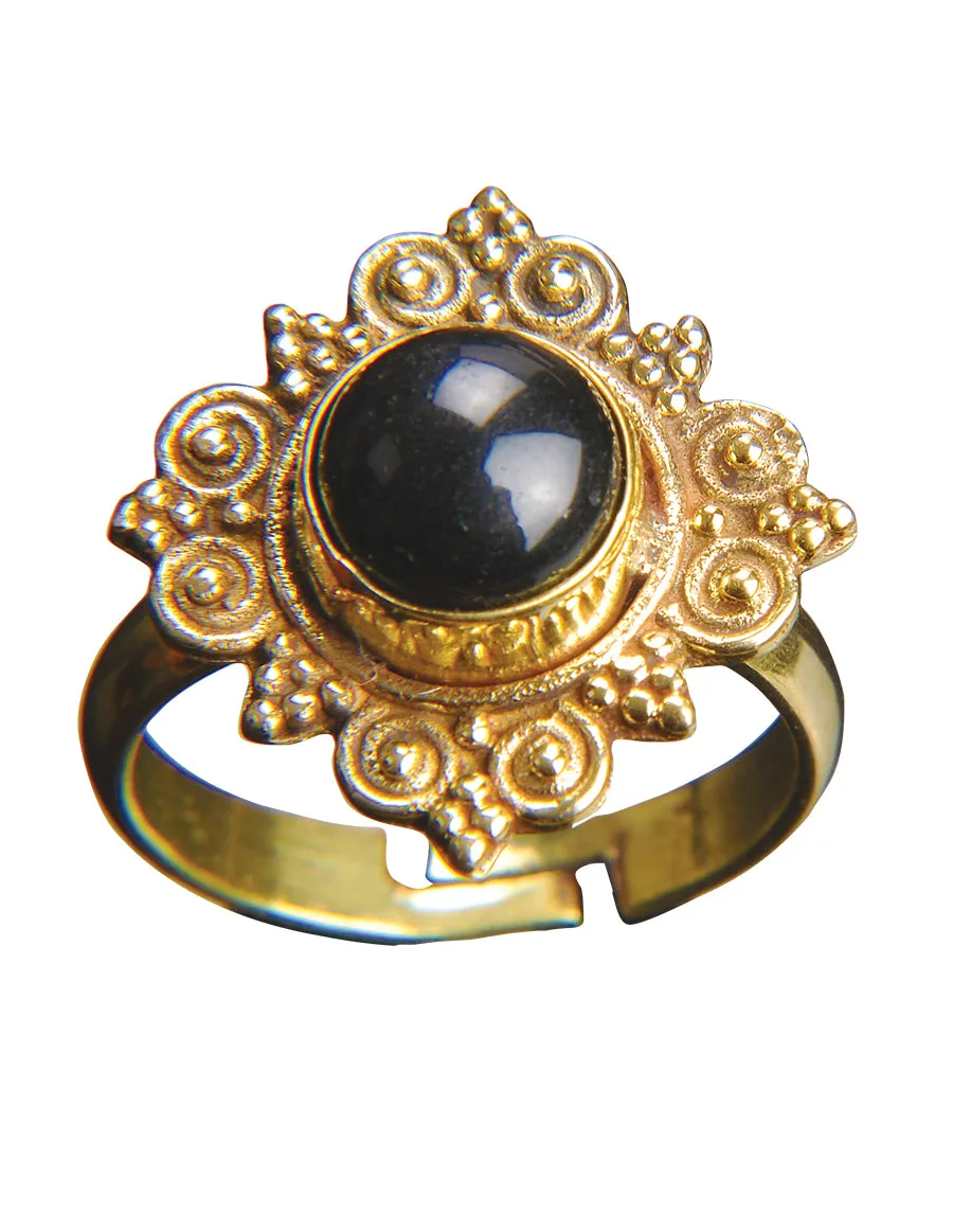 Gemstone Filigree Gold Adjustable Ring