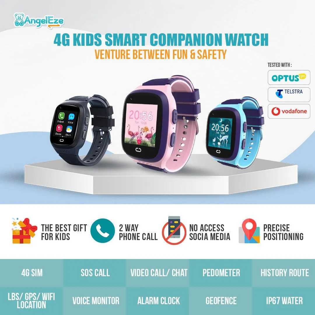 Gift Pack 2- Kids 4G LTE Smart Companion Watch x 2   Upgraded 2022 Cute Full HD Kids Camera x 2