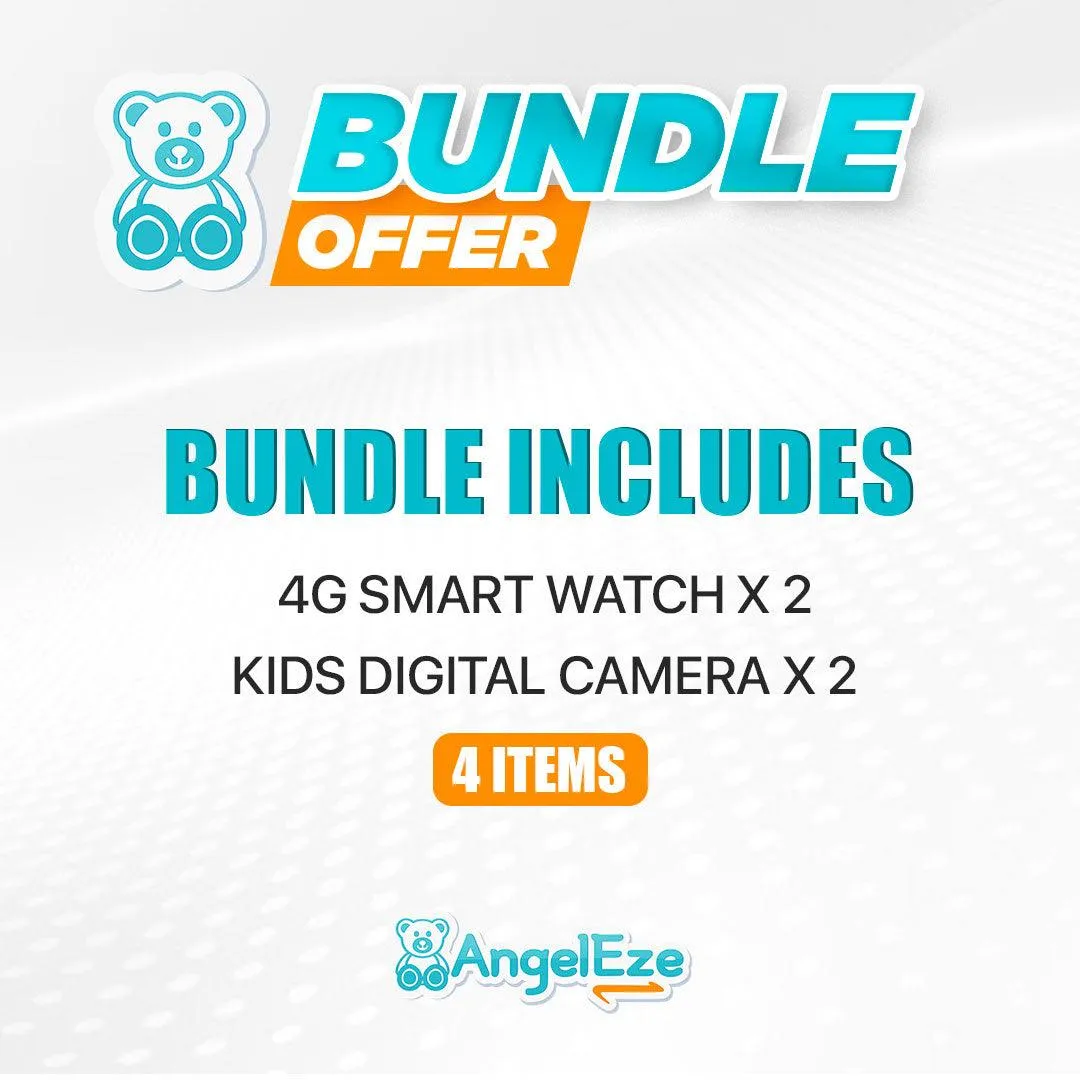 Gift Pack 2- Kids 4G LTE Smart Companion Watch x 2   Upgraded 2022 Cute Full HD Kids Camera x 2