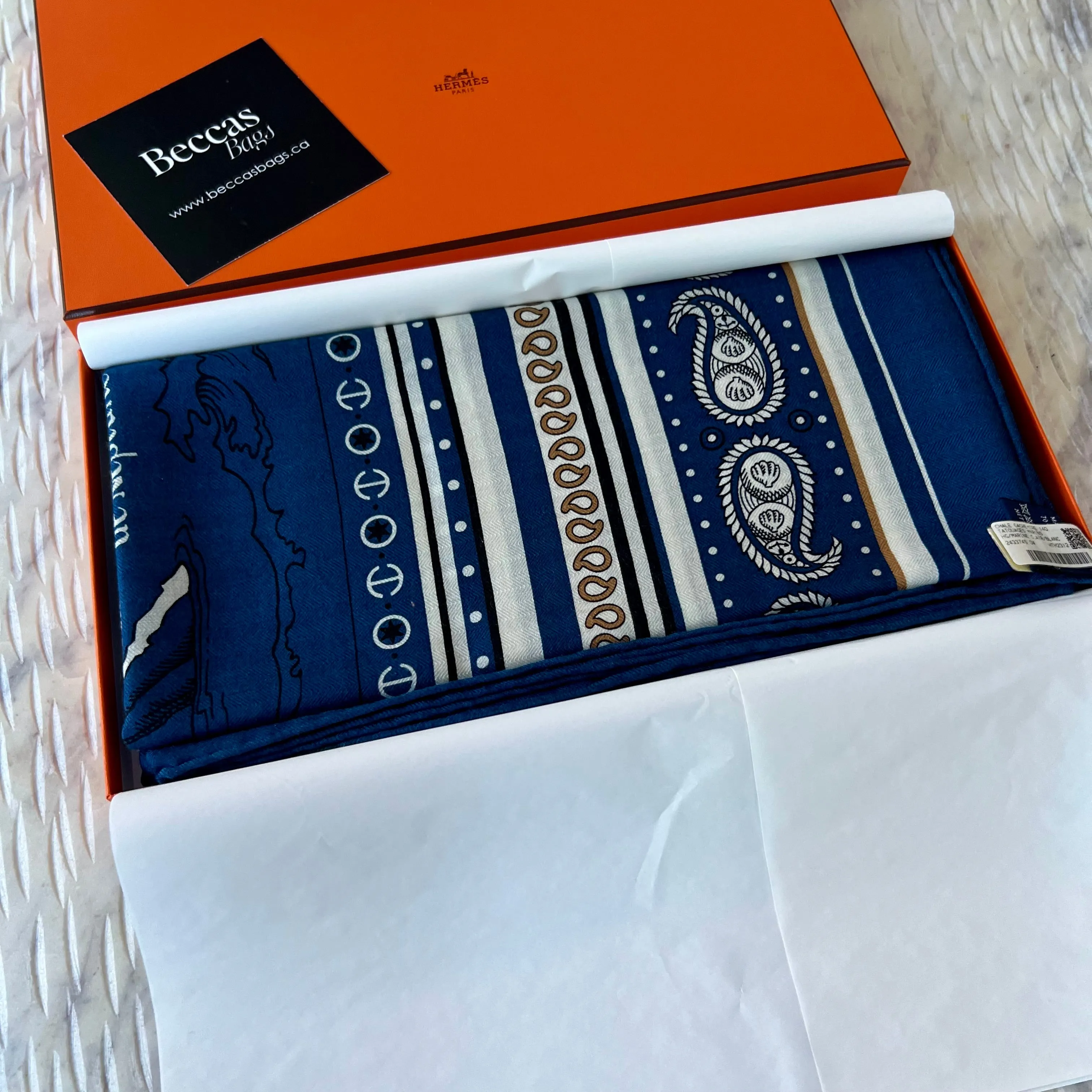 Hermes Tatouages Marins Bandana shawl 140