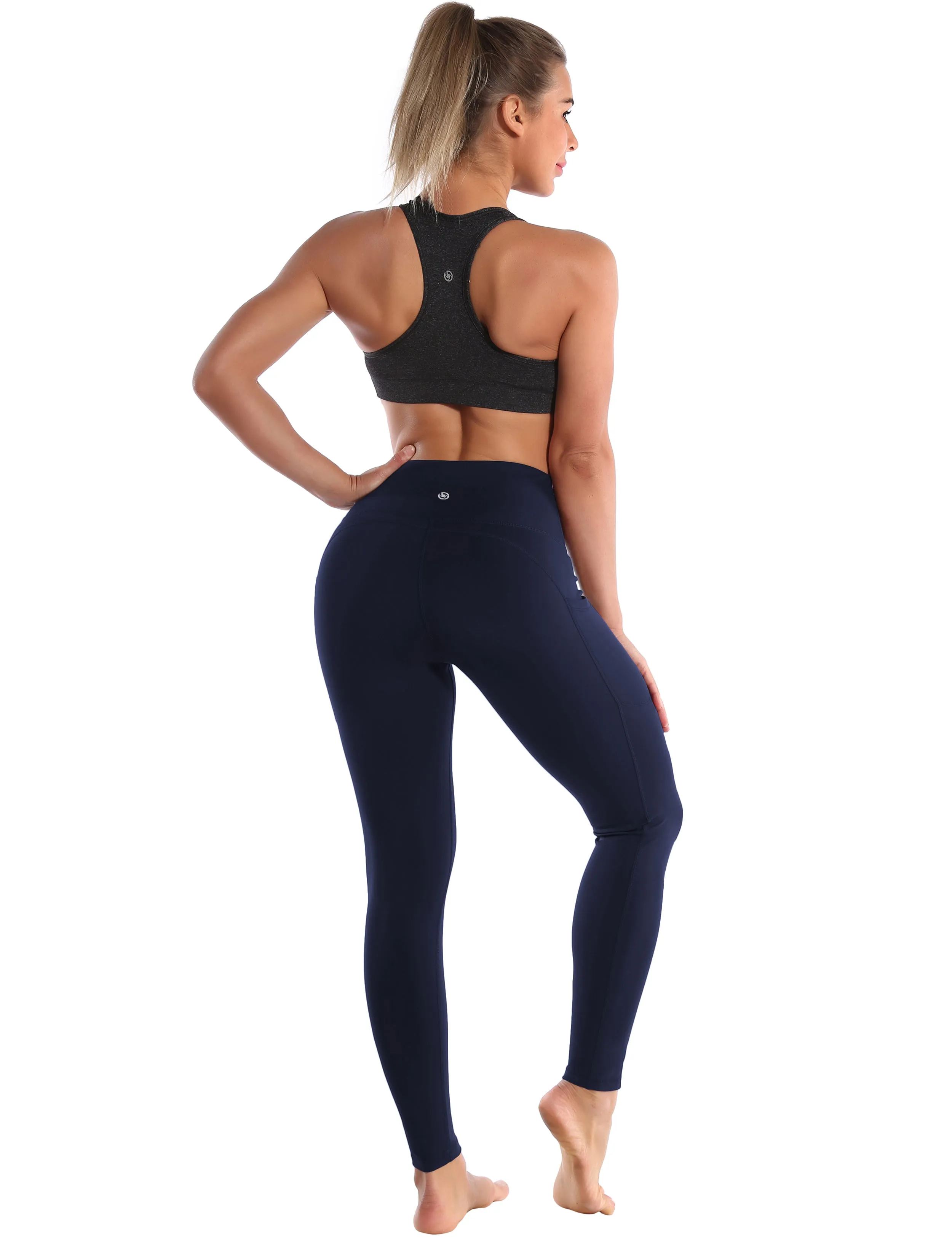 Hip Line Side Pockets Yoga Pants darknavy