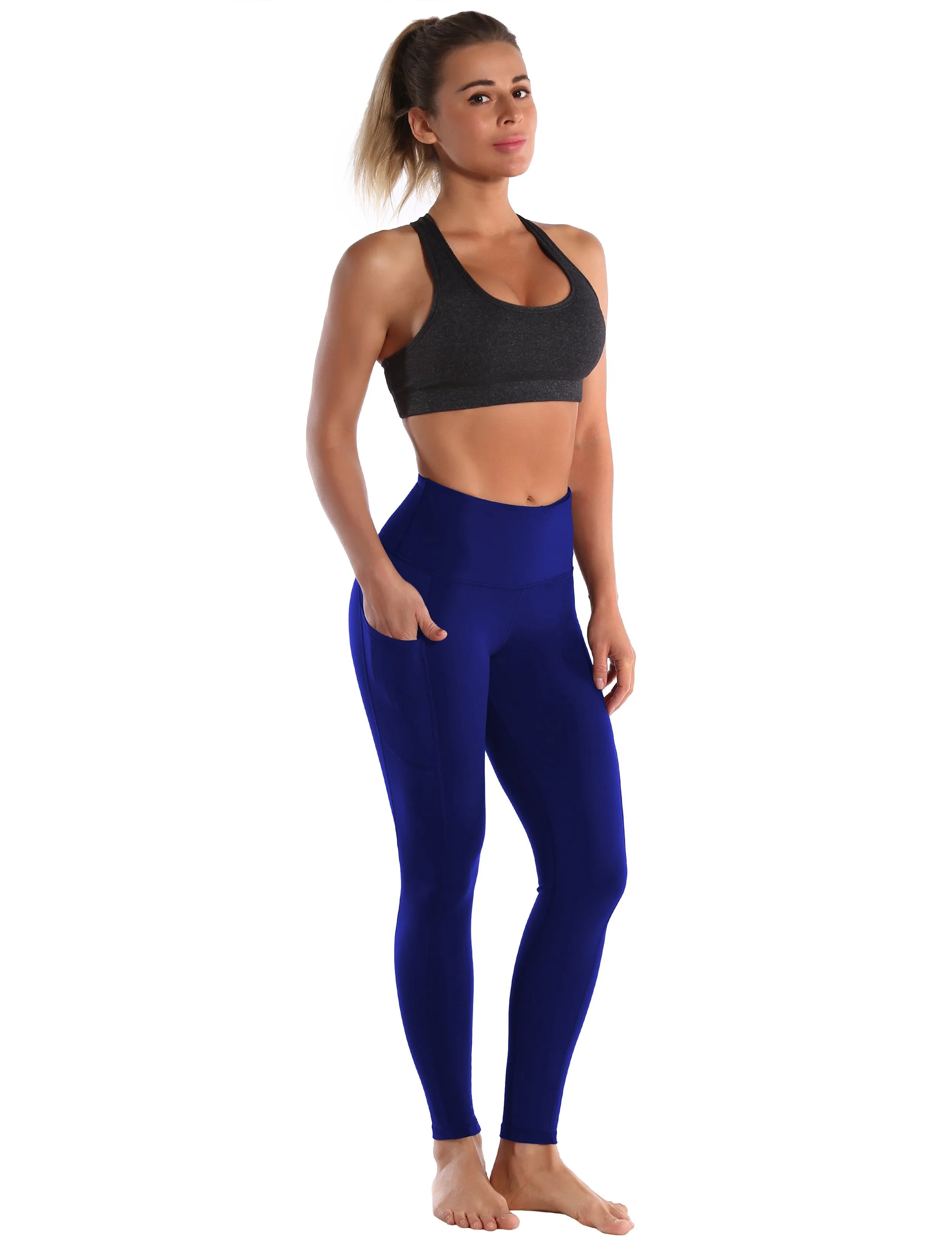 Hip Line Side Pockets Yoga Pants navy ins