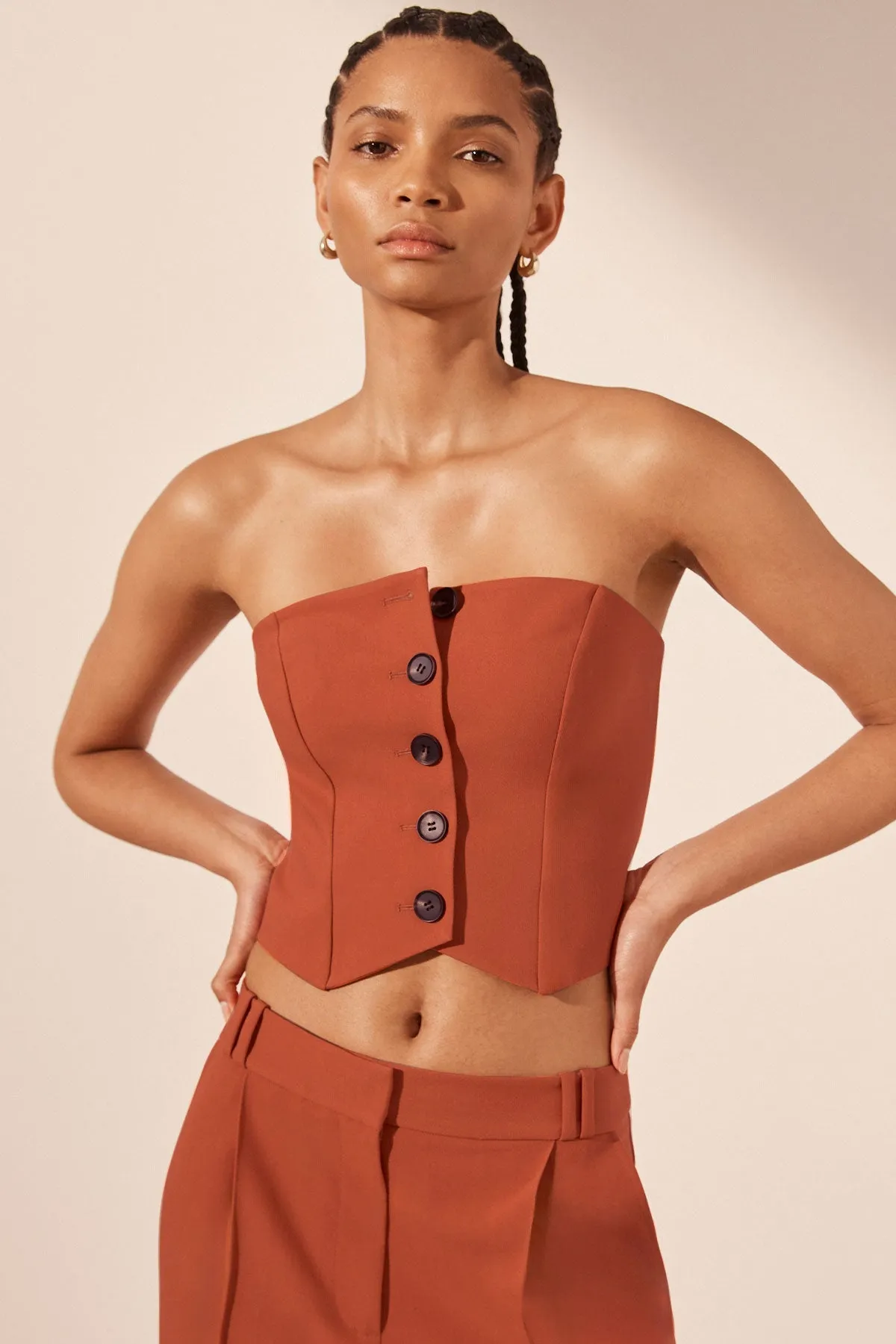 IRENA BUTTON UP BODICE - BRICK ORANGE