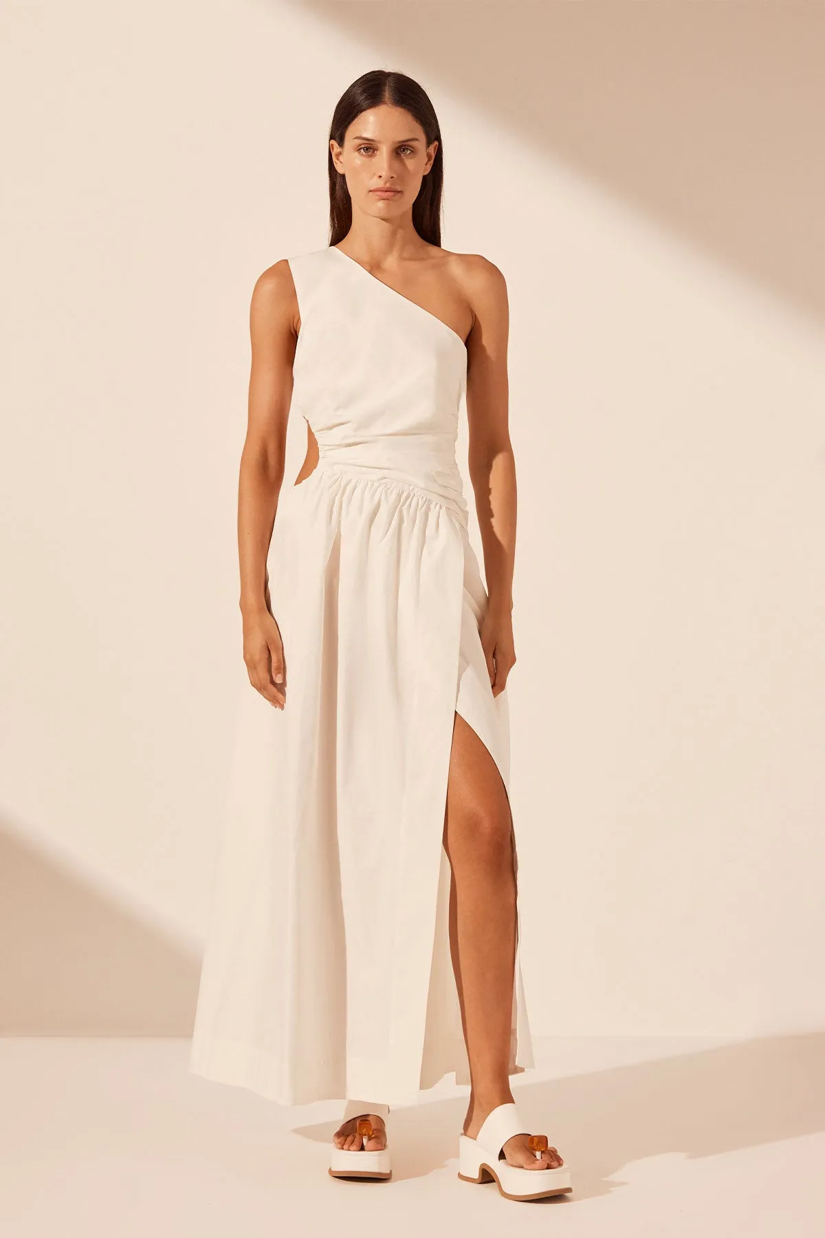 JOSEPHINE ASYMMETRICAL CUT OUT MAXI DRESS - COCONUT