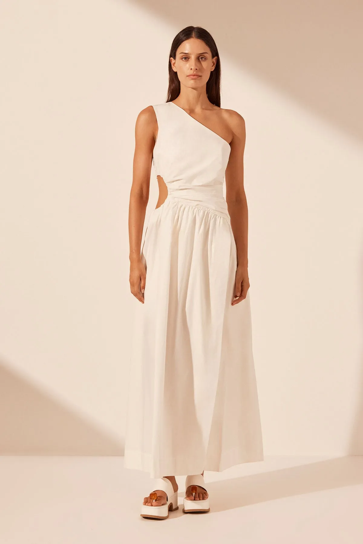 JOSEPHINE ASYMMETRICAL CUT OUT MAXI DRESS - COCONUT