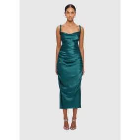 Leo Lin Rachel Cowl Neck Slip Dress - Teal