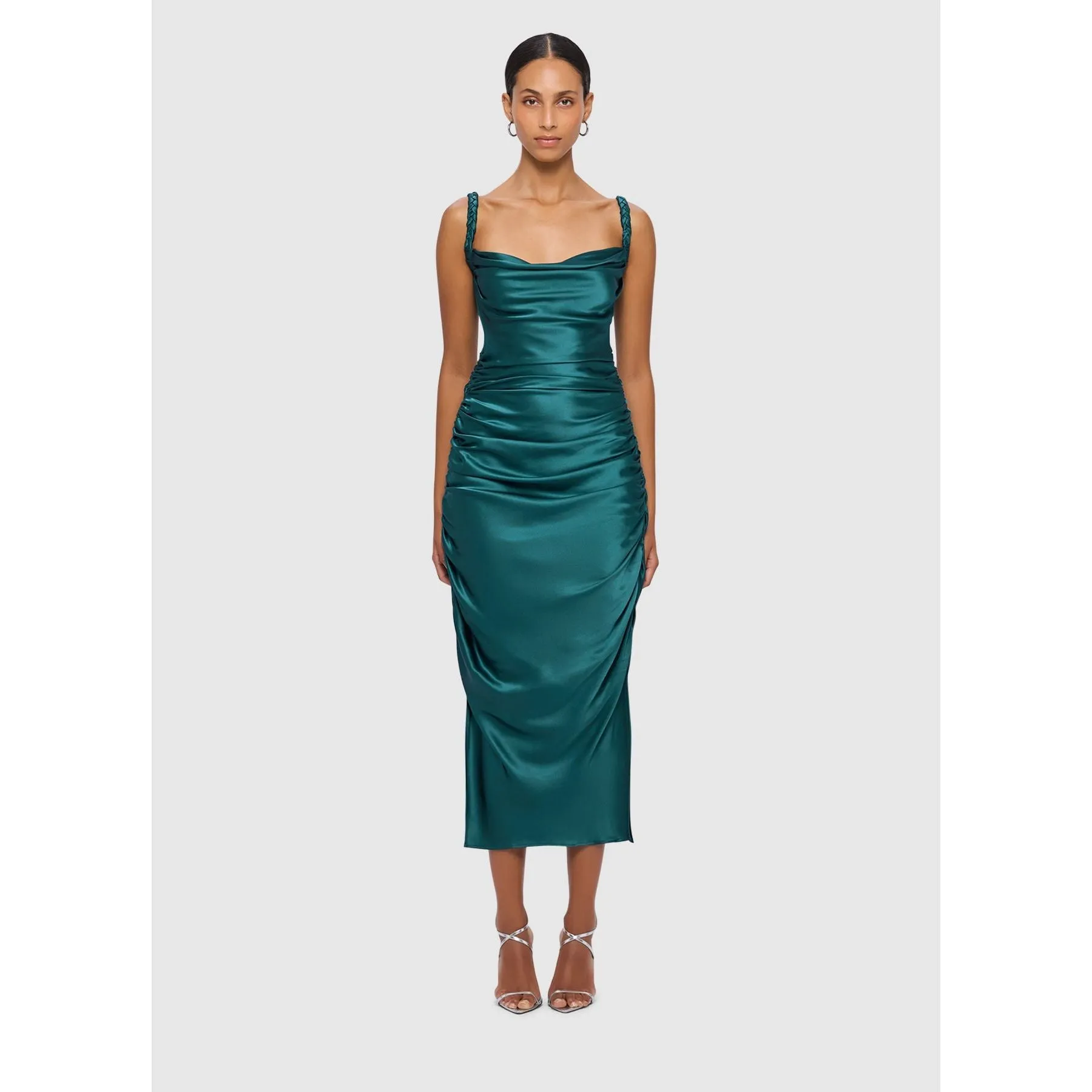 Leo Lin Rachel Cowl Neck Slip Dress - Teal