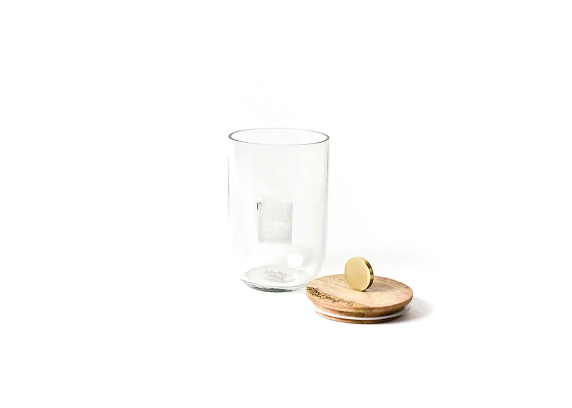 Mini Smal Wooden Lid Glass Jar Base