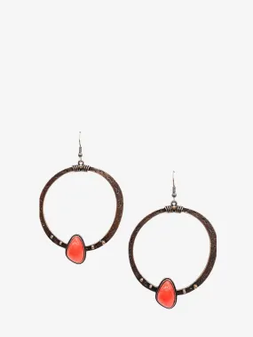 Montana West Circle Base Red Stone Earrings