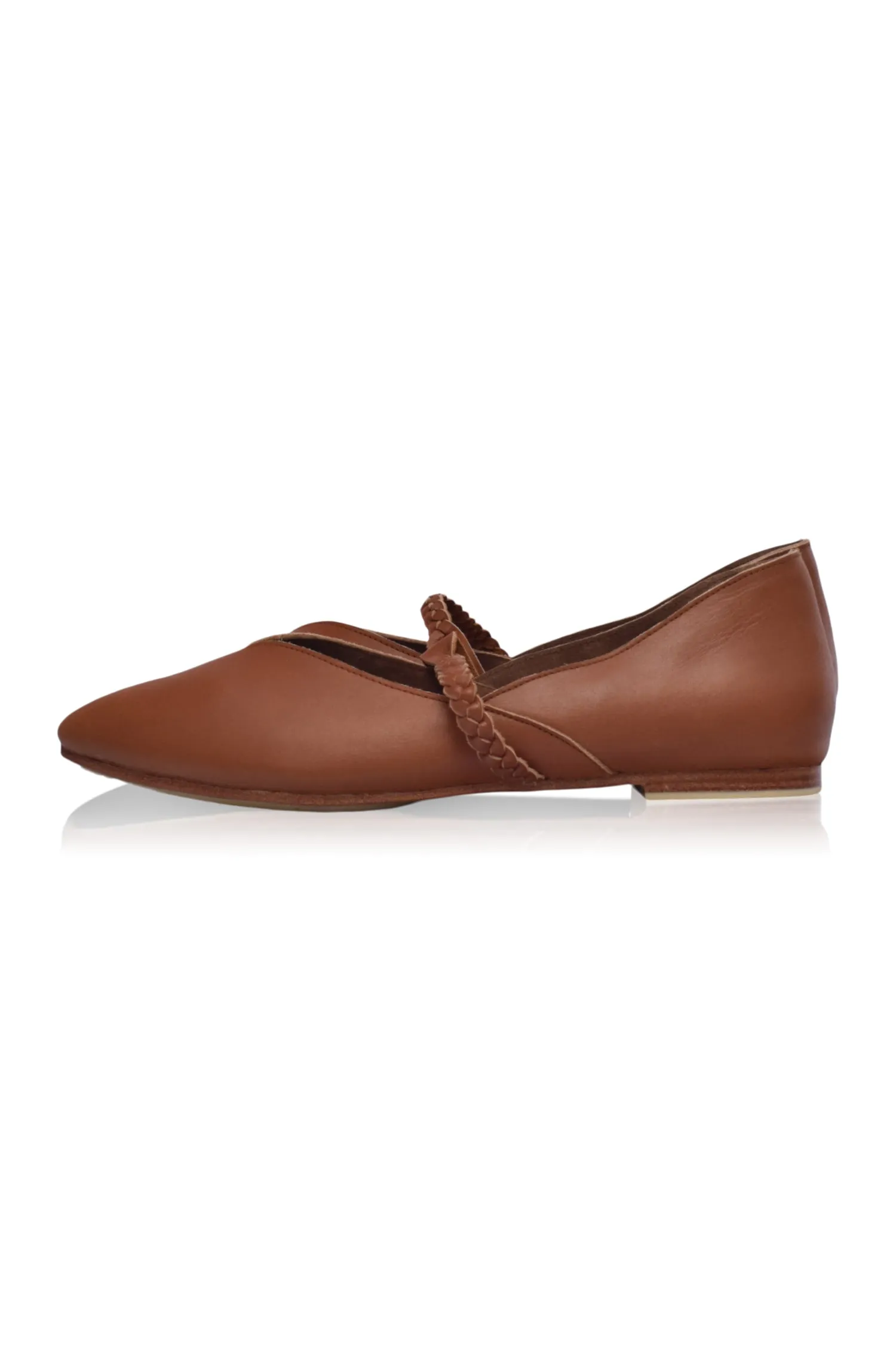 New Love Leather Ballet Flats in Vintage Camel