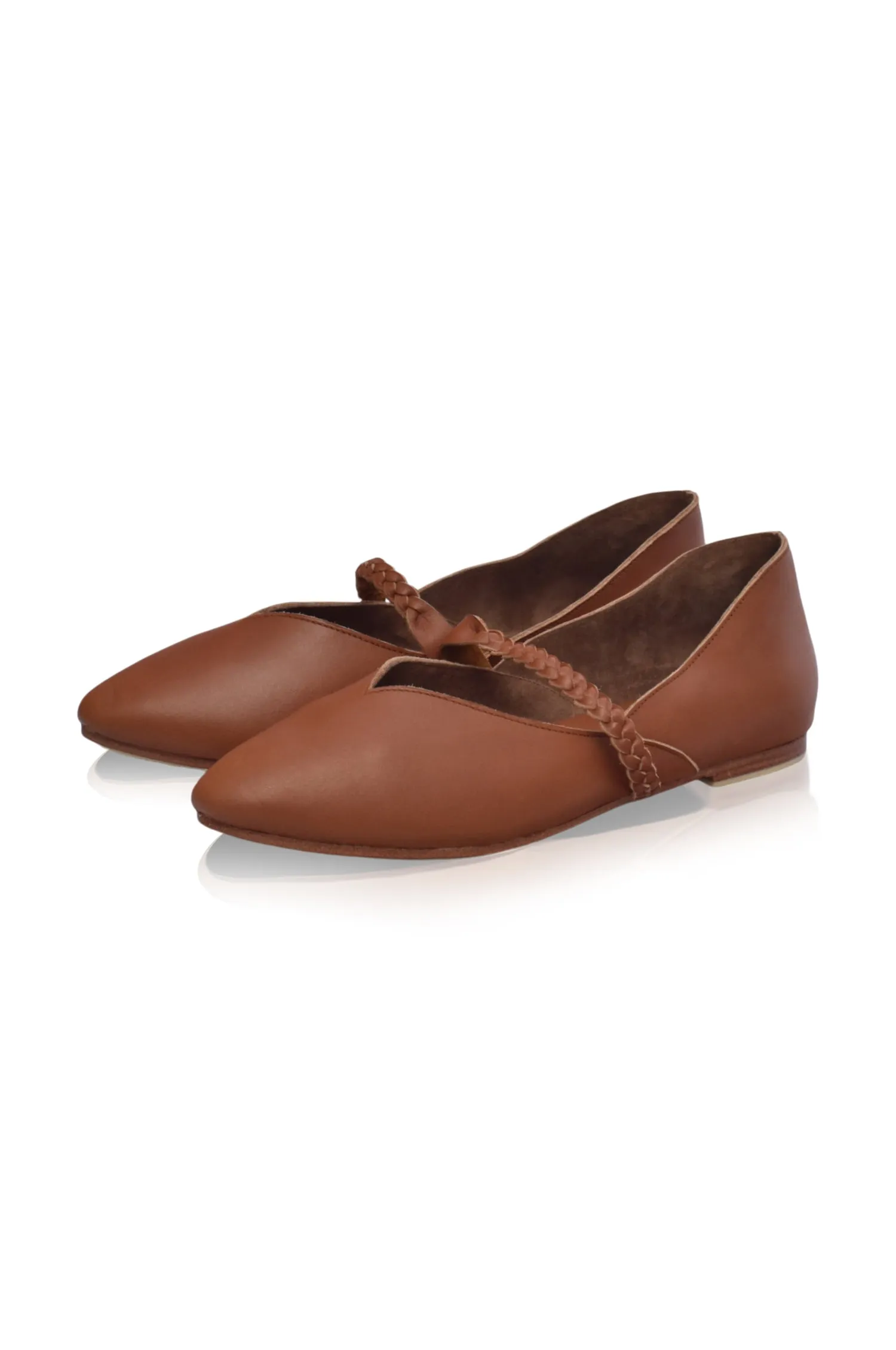 New Love Leather Ballet Flats in Vintage Camel