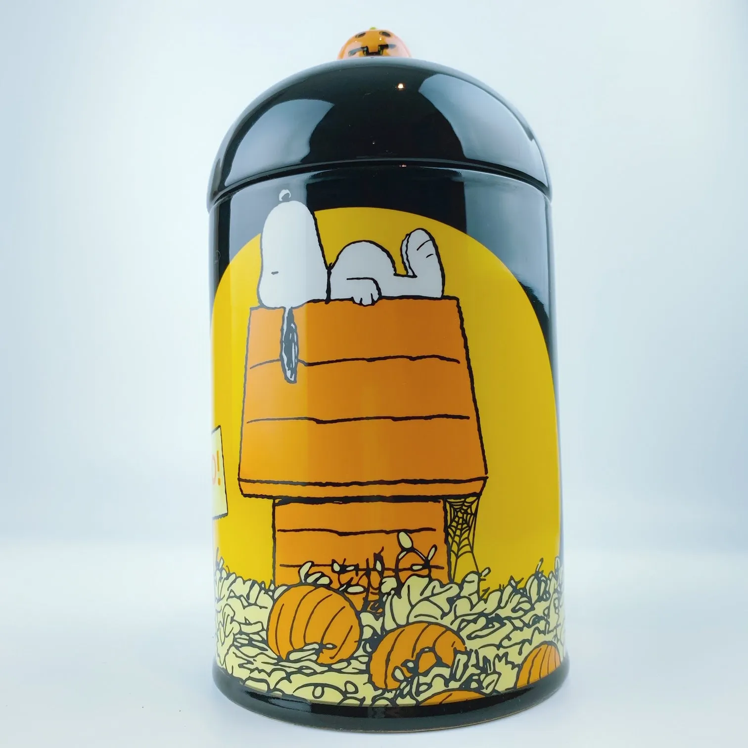 Peanuts Charlie Brown & Friends & Snoopy Great Pumpkin Midnight Moon Cookie Jar Canister