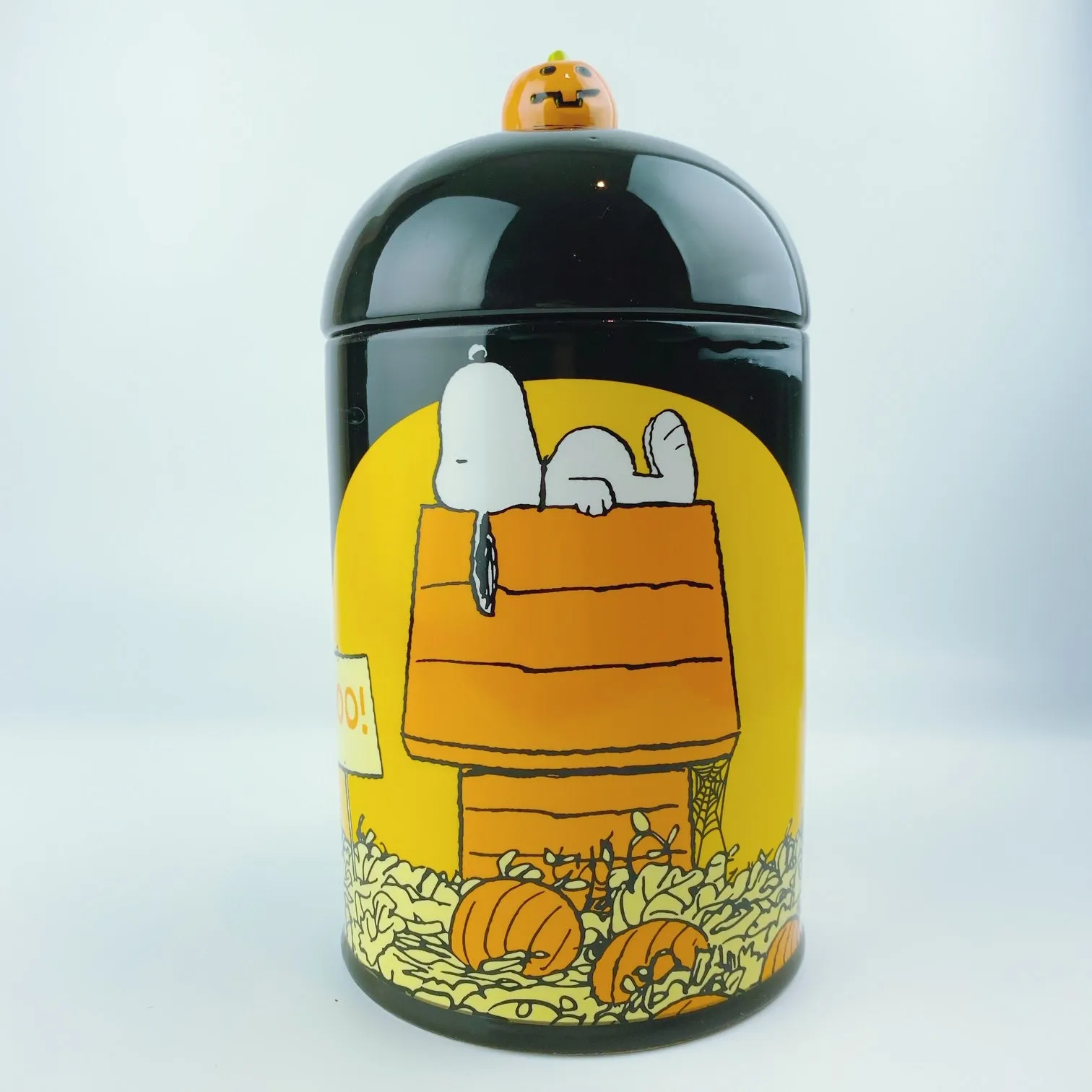 Peanuts Charlie Brown & Friends & Snoopy Great Pumpkin Midnight Moon Cookie Jar Canister